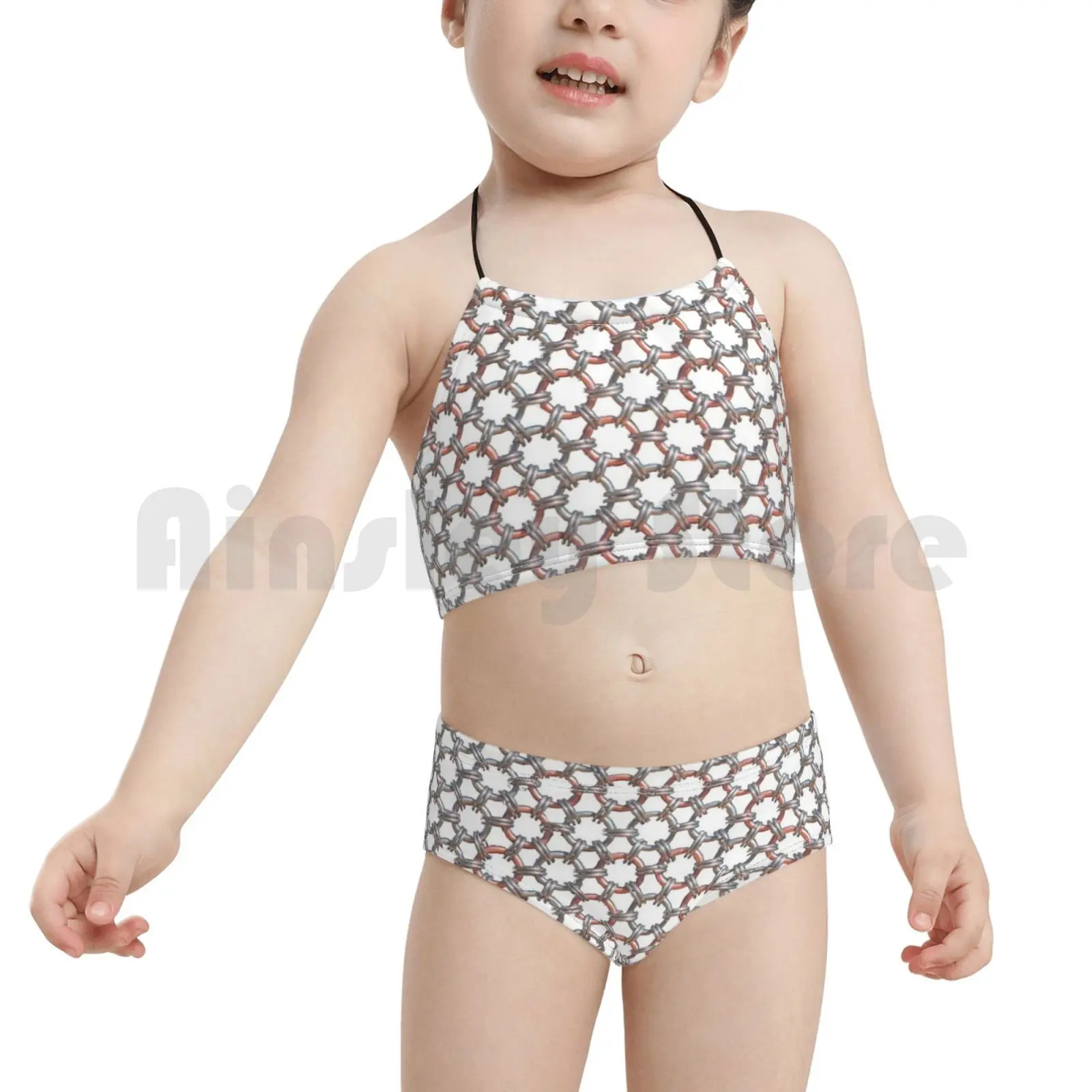 12 В 2 серебристый купальник с медными акцентами и узором бикини подкладкой