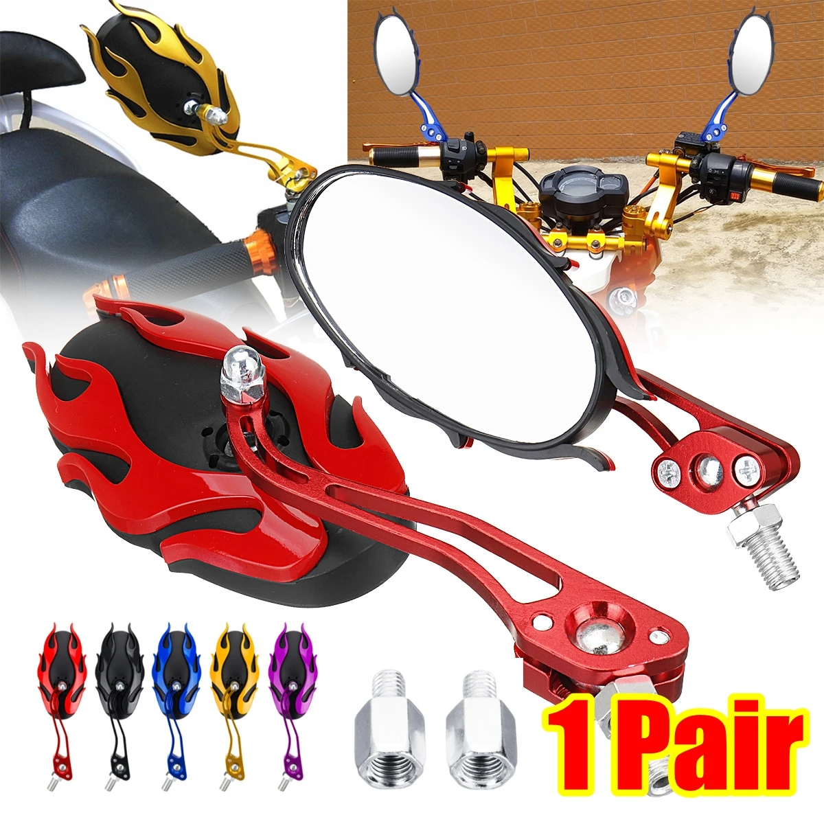 Универсальные зеркала заднего вида для мотоцикла скутера 8 / 10 мм 2 шт./компл.