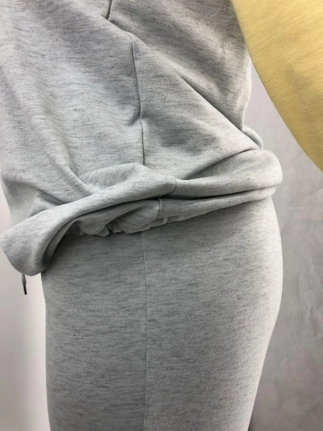 

Stacked Sweatpants Casual Women 2 Piece Set Gray Solid Sweatshirt +Long Pants Jogging Femme Sportsuit Winter Clothes Outfits