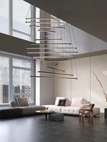 black staircase led chandelier modern design duplex building high rise rotating living room hall personally long hung