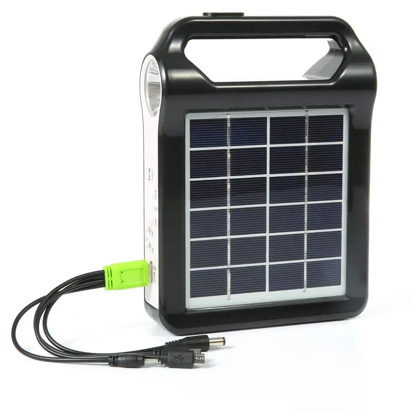 Rechargeable 6V Portable Solar Panel Power Storage Generator System USB Charger with Lamp Lighting Home Energy Kit | Обустройство