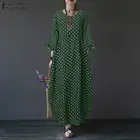 M ZANZEA весеннее пляжное платье, женский сарафан с длинным рукавом и оборками, повседневное богемное Платье с принтом в горошек, Женский кафтан, Халат