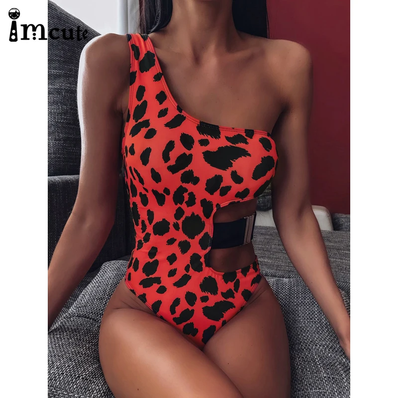 2020 Сексуальное Женское бикини с высоким вырезом купальник одним плечевым ремнем