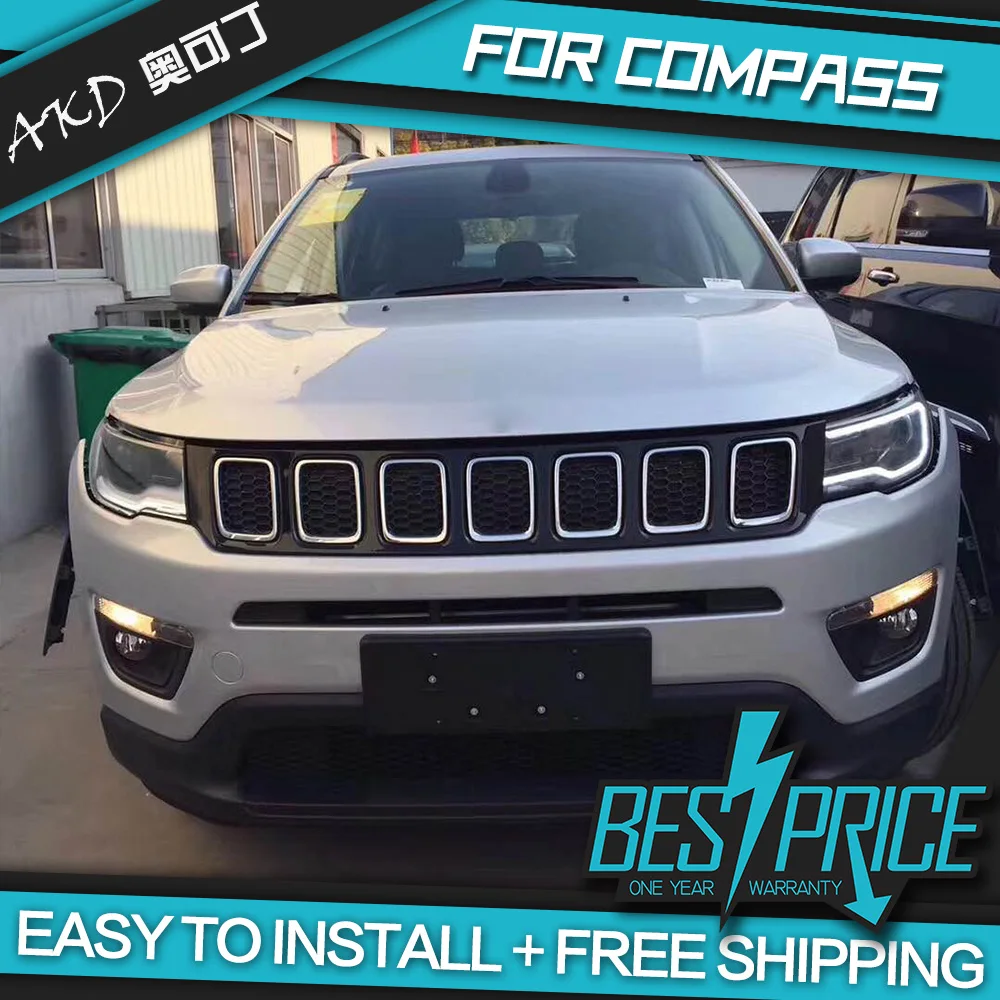 АКД автомобилей Стайлинг фар для Jeep Compass 2017-2018 фары светодиодный ходовые огни