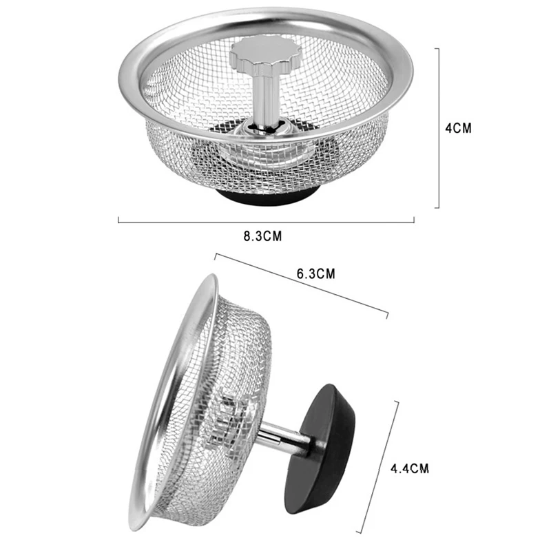 

8.3*4*4.4cm Bathroom Sink Strainer Stainless Steel Water Stopper Sink Water Filter Plug Kitchen Sink Accessories Kitchen Tools