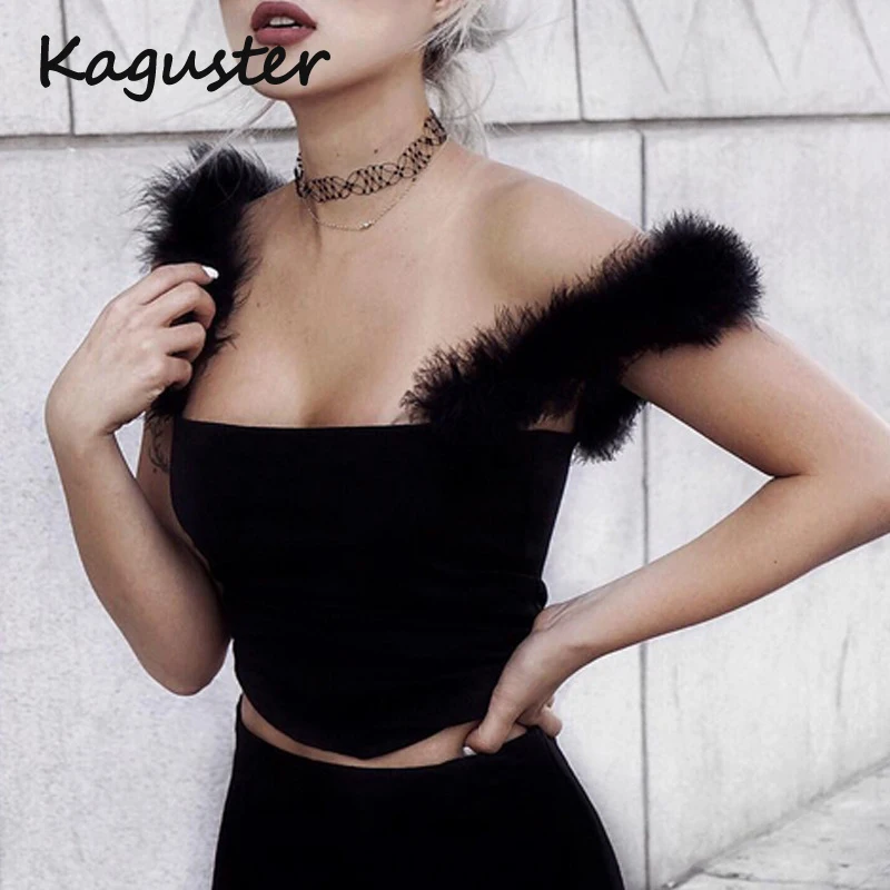 2018 Летний Тонкий короткий топ из искусственного меха сексуальный женский без