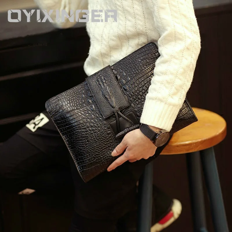 

Office Bags For Men And Women Leather Bags Trend Crocodile Grain Hand Bag Male Briefcase For 9.7" IPAD A4 File Carteras Hombre