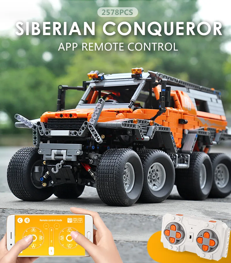 Yeshin 23011 Technic Car The MOC Avtoros Shaman 8x8 Набор внедорожников приложение управление Модель автомобиля строительный блок Рождественский подарок