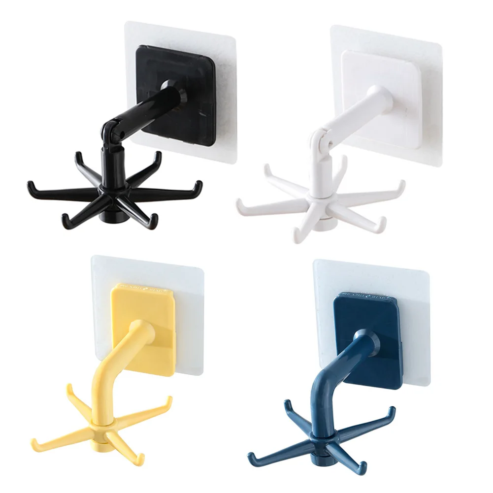 

Крючки для хранения с поворотом на 360 градусов, кухонные самоклеящиеся 6 крючков, настенные стены для дома, сумки, одежды, подвесные стойки