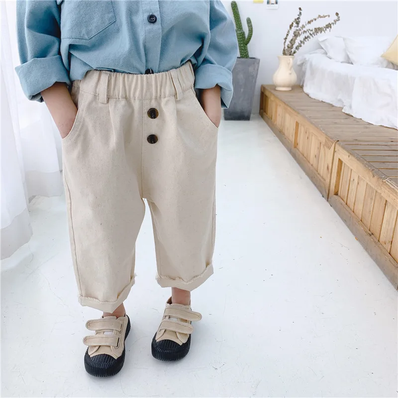 Autumn Children's New Girls' Korean-Style 9-Pants Spring and Casual Pants Fall Clothes for Kids Baby Bell Bottoms | Детская