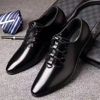 business dress shoes classic oxfords for men leather lace up derby shoes pointed wedding footwear zapatos casuales de hombre