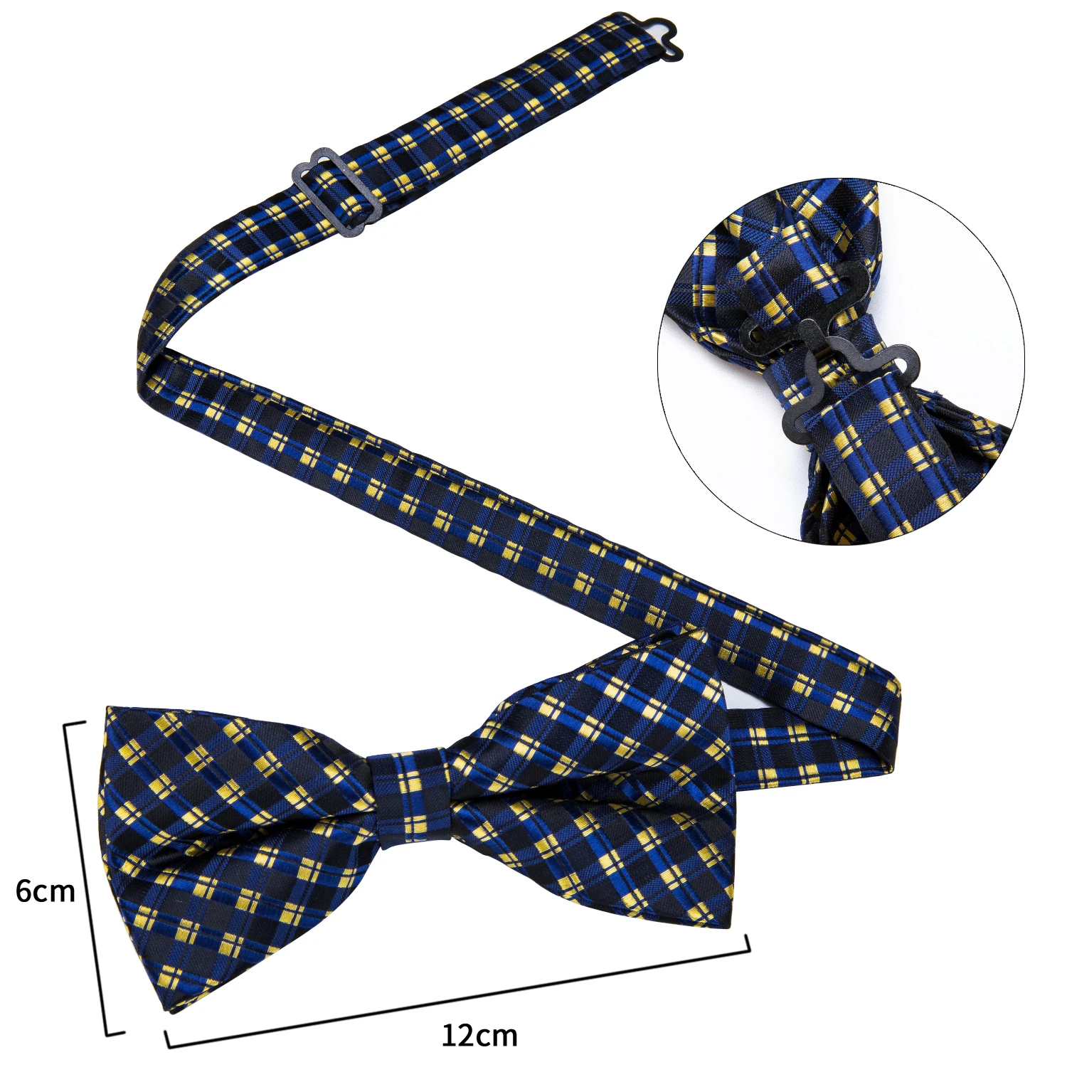 

Yellow Blue Plaid Butterfly Silk Self Bowtie For Men Wedding Bowtie Hanky Cufflinks Set Neckwear Men Tie DiBanGu Designer JM-108