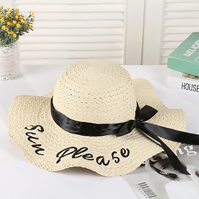 Шляпа с вышитыми буквами ins соломенная шляпа Женская литературная от солнца