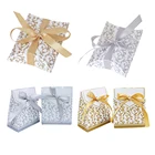 1 шт. Золотая Серебряная бумажная коробка для конфет, Подарочный пакет, Свадебная Упаковка, сувениры для будущей мамы, товары для дня рождения