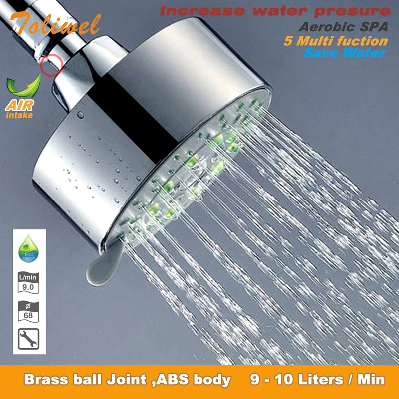 5-Функция настенное крепление Душ головы с поворотной шаровой шарнир 4 дюймовый