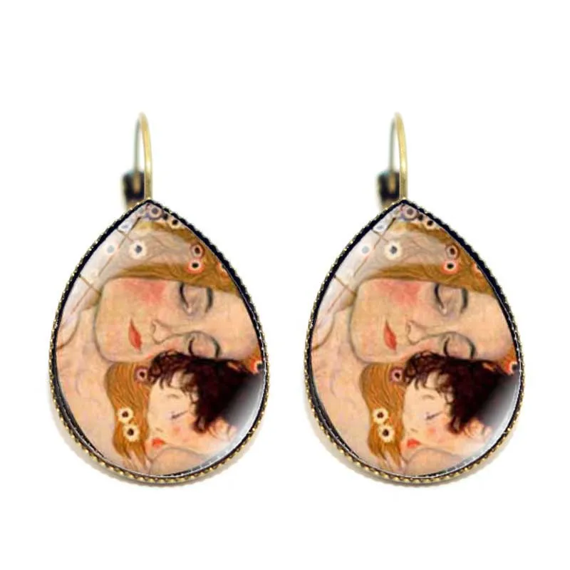 Лидер продаж классические серьги капельки Ван Гога Густав Климт поцелуй