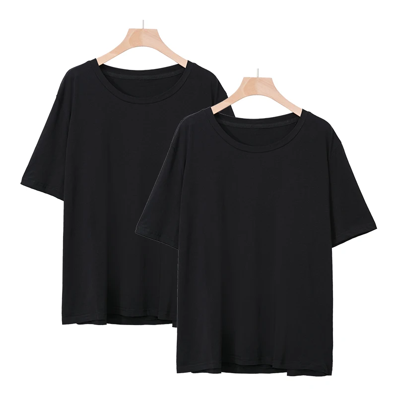 2pcs Летняя женская футболка с круглым вырезом и короткими рукавами для девочек, базовая нательная футболка, 2 шт./3 шт.,, M30146 - Цвет: 2pcs