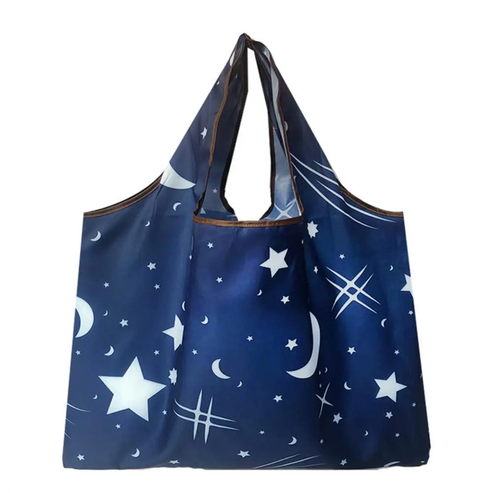 

Women Shopping Bag Flower Star Stripe Pattern Reusable Folding Large Capacity Pouch Tote Home Storage Bags