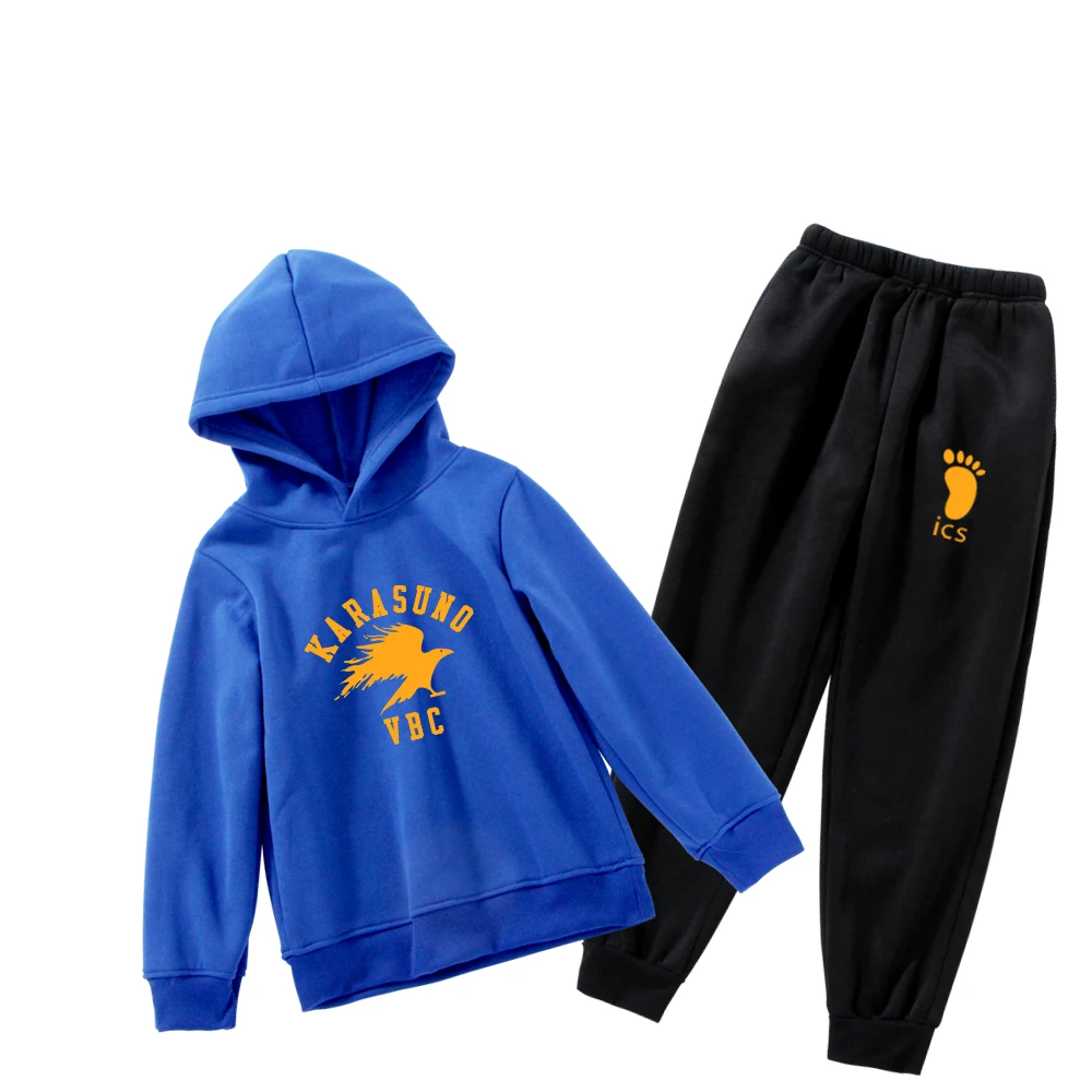 

Karasuno Kids Hoodie VBC Volleyball Club Haikyuu Sportsuit Hoodies Sweatshirt Boys and Girls Velvet Fashion Sport Pants