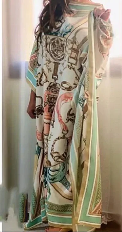 Длина 130 см обхват груди элегантные шелковые женские платья с принтом свободный