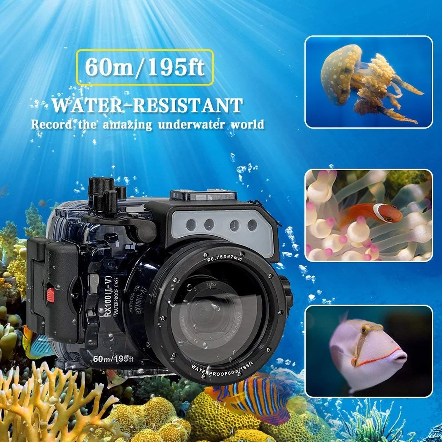 Seafrogs 60 м/195ft подводный Камера лампы проектора Sony DSC-RX100(I-V) M2 M3 M4 M5