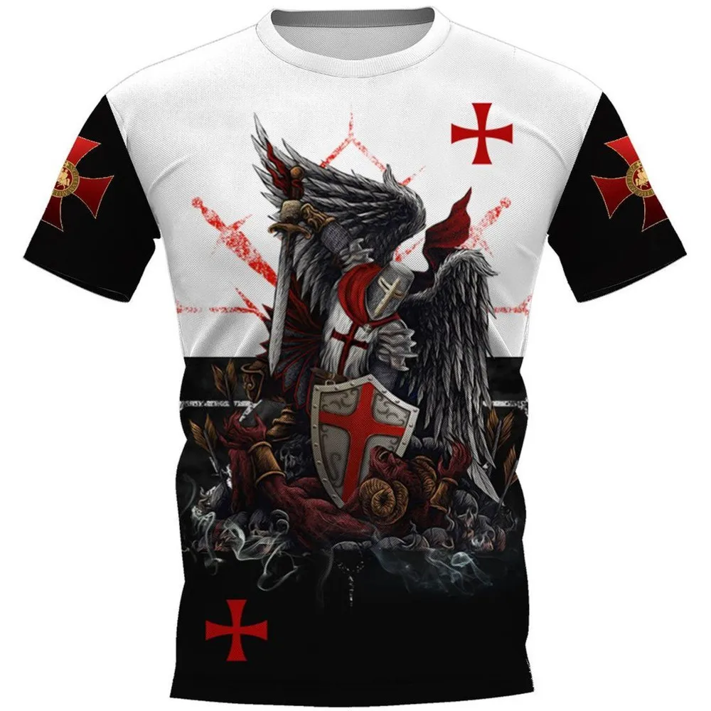 

CLOOCL Popular Knights Templar Series Men T-shirts Pattern Letter Men Clothing Print Casual Pullovers Unisex Harajuku Streetwear