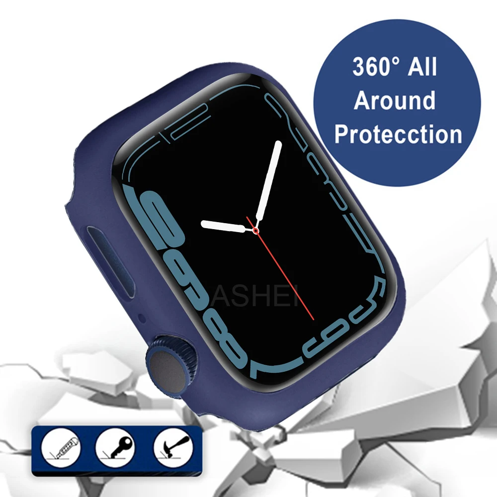 Чехол для apple watch 7 45 мм 41 чехол с защитой экрана пленка из закаленного стекла iwatch SE