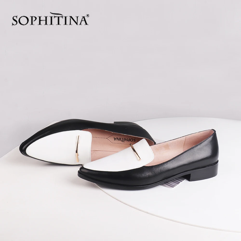 SOPHITINA разноцветные Высококачественные туфли на плоской подошве из натуральной кожи Повседневное острый носок модные квадратный каблук удобные кроссовки на плоской подошве MC460