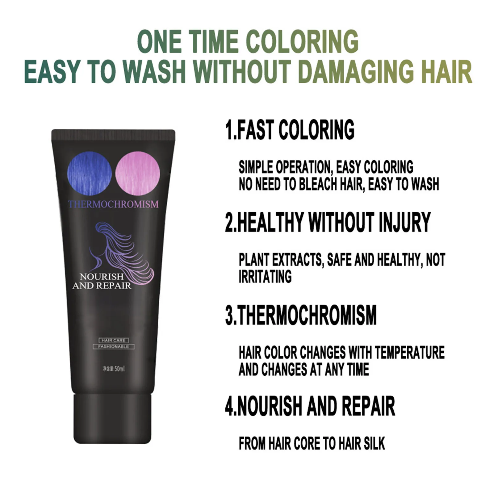 

Hair Dye Fast Dyeing Fixing Hair Color Cream Long-lasting Effective Silver Hair Coloring Styling Mud SSwell
