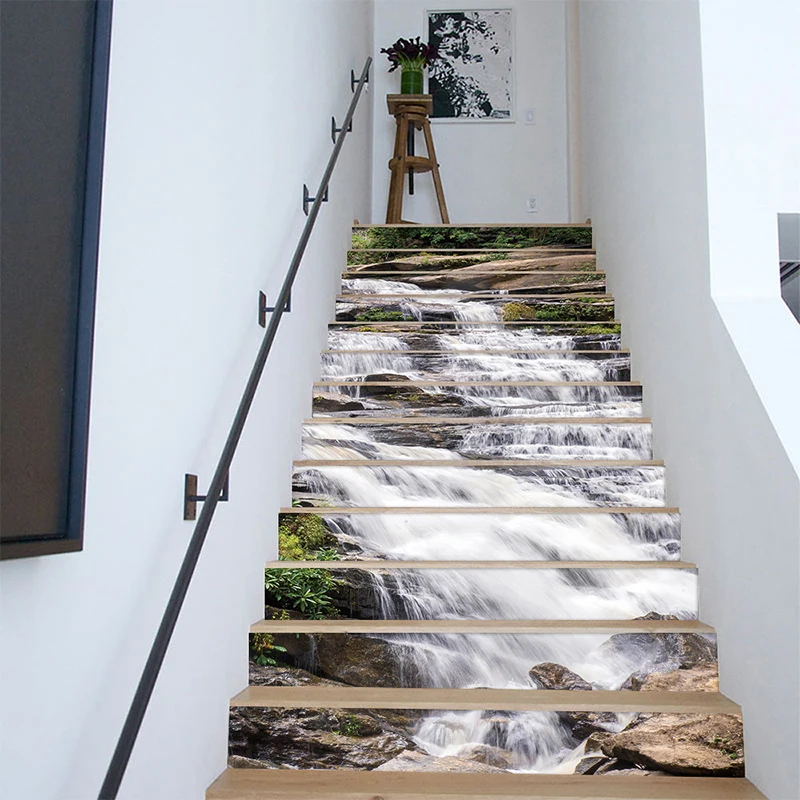13 шт./компл. 3D пейзаж Водопад для лестницы и пола наклейки водонепроницаемые