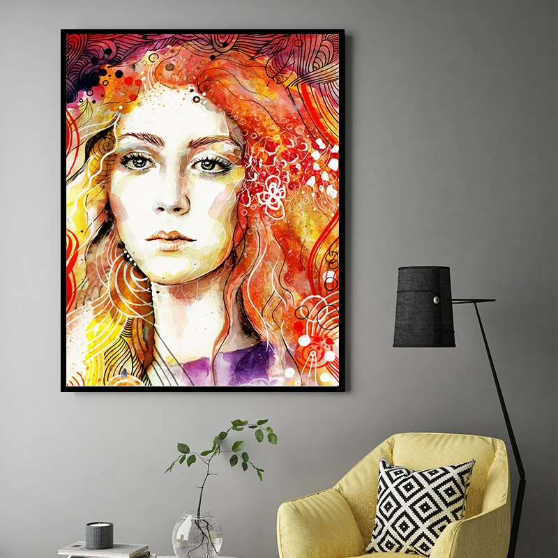 

Colored Watercolor Print Weird Anime Poster And Canvas Painting Wall Art For Living Room Heavy Metal Rap Girl Home Decoration HD