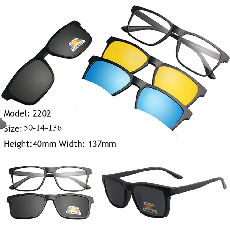 2202-3PCS IVSTA, 5 в 1, солнцезащитные очки на застежке, мужские поляризованные очки на магните, магнитные зажимы, оптические оправы по рецепту, очки для женщин, очки для чтения - Цвет линз: 2202-3PCS
