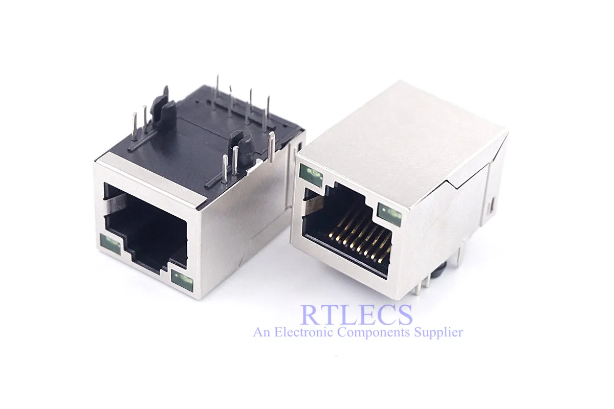 1 шт. RJ45 порт экранированный модульный магнит PCB Jack EMI светодиодный зеленый желтый