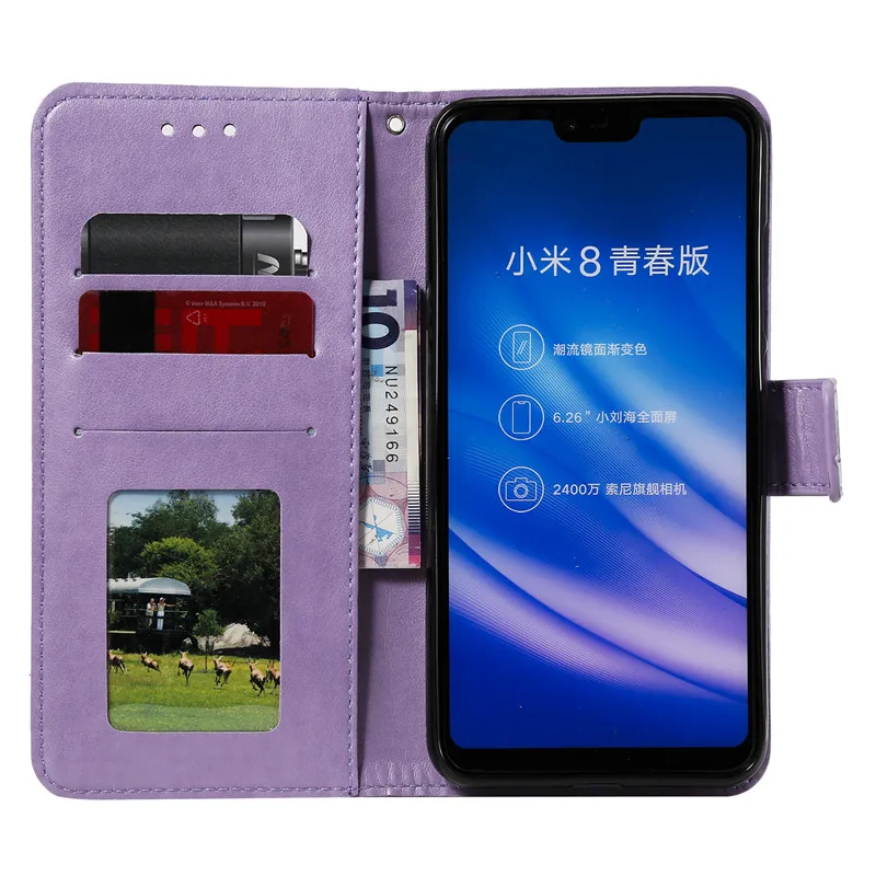 Кожаный чехол с откидной крышкой рисунком совы для Xiaomi mi 8 Lite кошелек 9 SE Coque Fundas