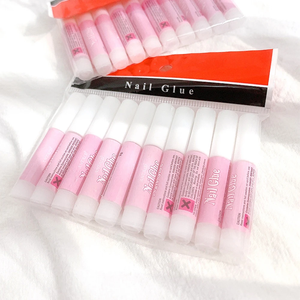 

10Pcs Mini Nail Art Glue Acrylic False Nail Tips Sticky Gel Paste Gem Jewelry Decorations Glue Professional Salon Manicure Tools