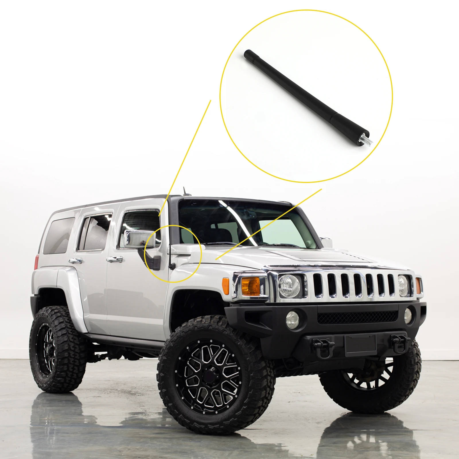 Artudatech 7" Short Antenna Mast Radio AM/FM For Hummer H3 2