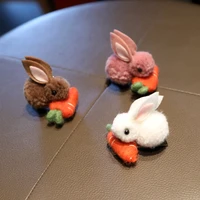 1pc fashion cute animals rabbit hair clips for kids girls handmade plush rabbit hair accessories