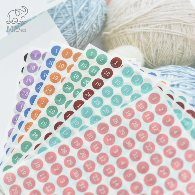 8 листов цвет номер Украшение для ноутбука наклейки Календарь Дата скрапбукинга