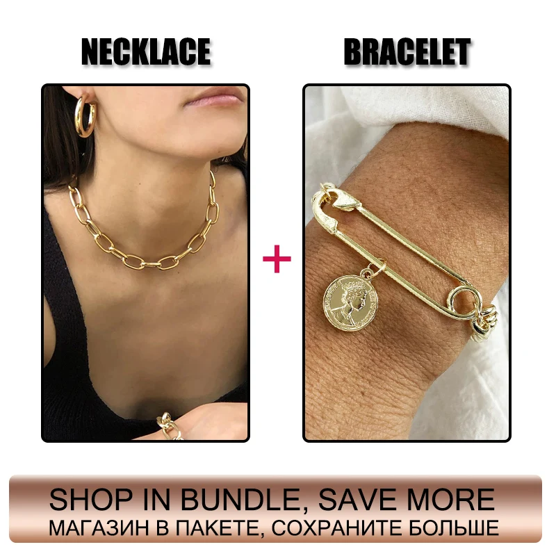 Женское Ожерелье из кубинской цепи IF ME толстая массивная цепочка золотистого