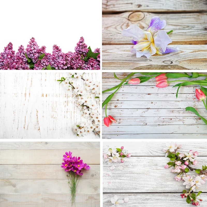 

Vinyl Custom Photography Backdrops Flower and Wooden Planks Theme Photography Background 200207FK-08