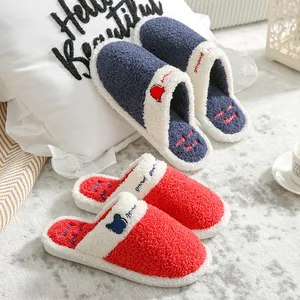 Male Female Couple Cotton Shoes Patchwork Pattern Cartton Print Women's Indoor Soft Warm Home Slipper Male Winter Casual Slipper
