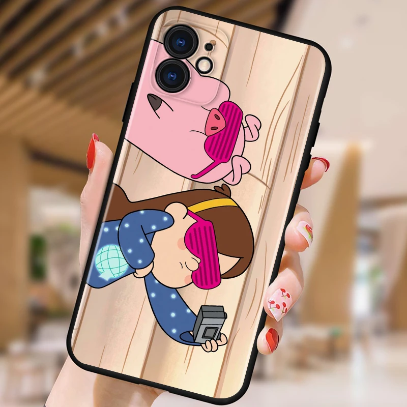 

Cute Pink Kawai Pig For Apple iPhone 12 11 XS Pro Max Mini XR X 8 7 6 6S Plus 5 SE Black Phone Case
