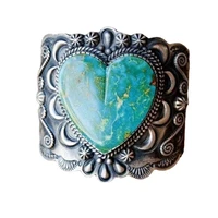 green heart shaped retro ring european and american fashion mens and womens ring