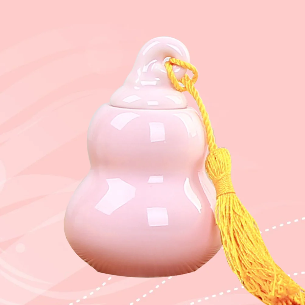 

Mini Ceramic Tea Jar Gourd Shape Bottle Tealeaves Pot for Ointment Powder Cream )