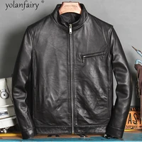 2020 new genuine leather jacket men 100 sheepskin coat man spring autumn biker motorcycle jacket slim chaqueta hombre kj5599