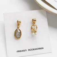 fashion pearl earrings for women asymmetric delicate pendientes boucle oreille femme bohemian drop piercing charm jewelry