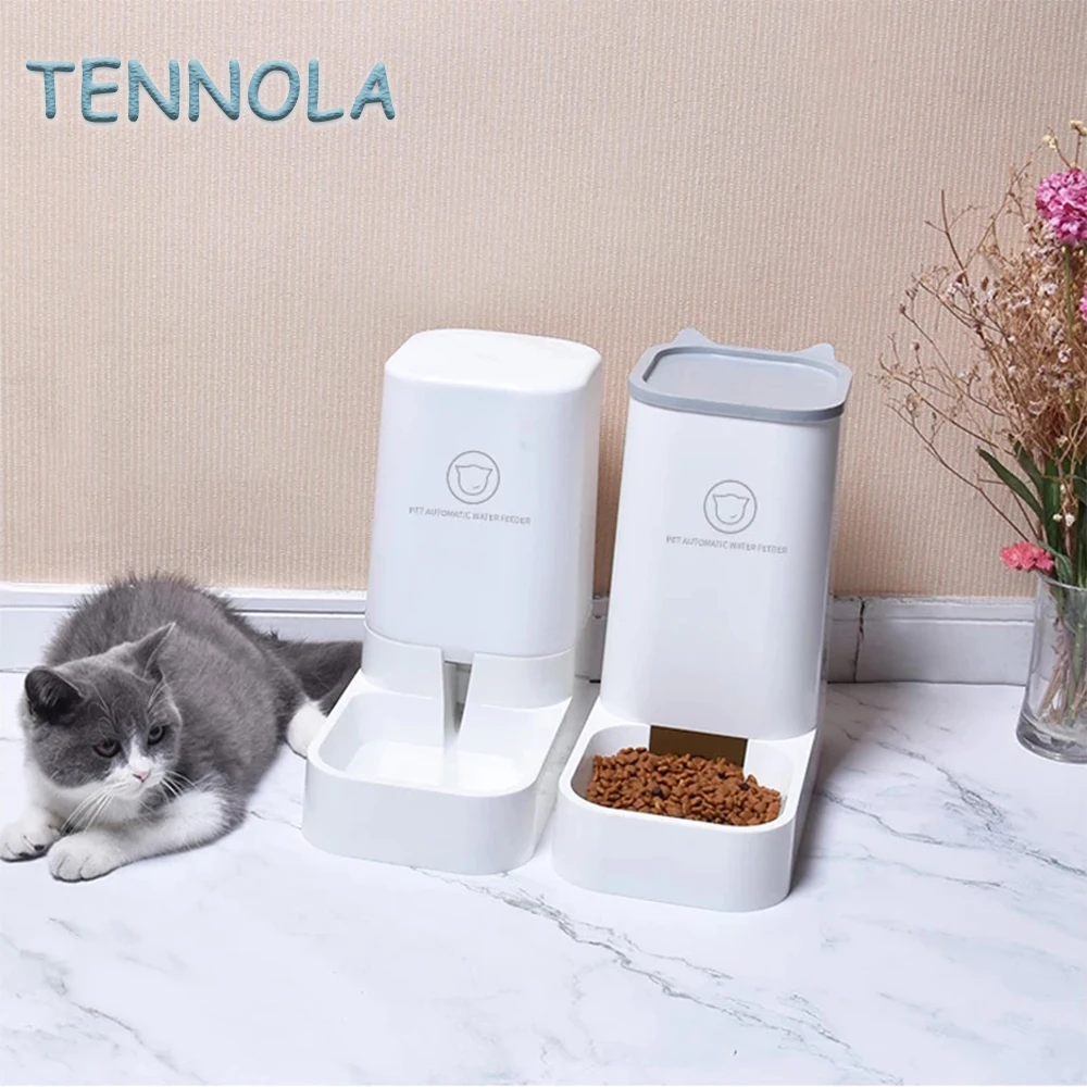 

2Pcs Pet Bowls Cat Automatic Feeders Dog Water Bottle 3.8L Large Capacity Food Water Dispenser Cats Feeding Bowls Pet Products