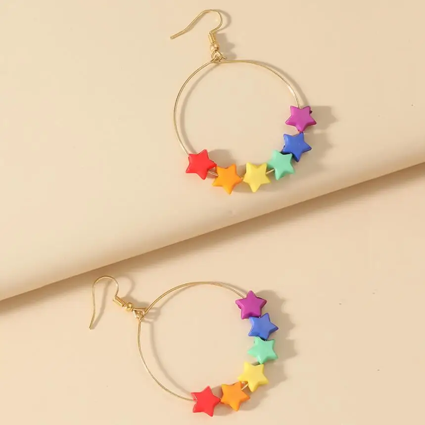 2023 новые модные разноцветные Подвесные серьги в виде звезд для женщин и девочек