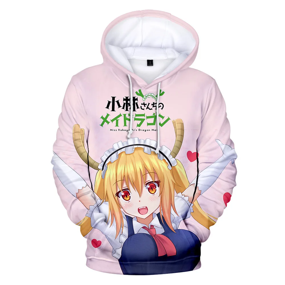 

Толстовка Женская/Мужская/детская с капюшоном, японское аниме «Miss Kobayashi's Dragon Maid», Свитшот в стиле Харадзюку, уличный пуловер, куртка с капюшо...