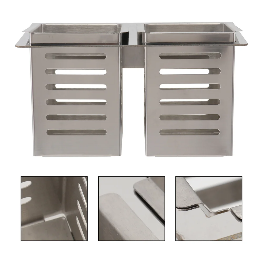 

1pc Household Wall Chopstick Rack Kitchen Water Draining Storage Rack (Silver)